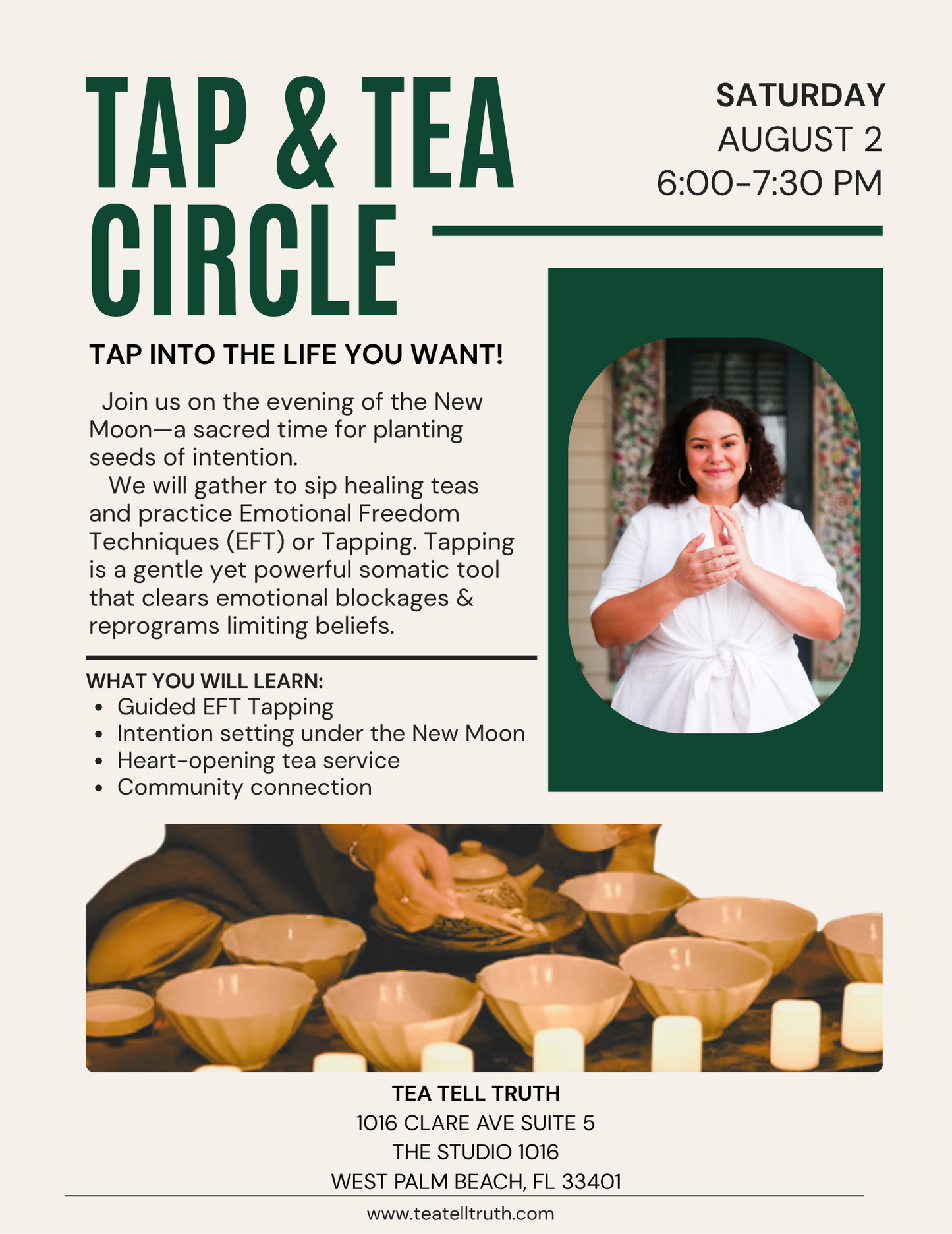 Tap Into the Life You Want: New Moon Tap & Tea Circle